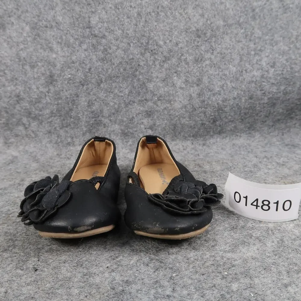 Old Navy Shoes Baby Girls 5 Mary Jane Flats Flower Black Slip On Closed Toe